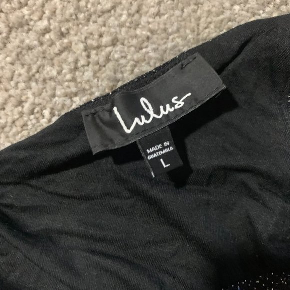 NWT: Lulu's Celestial Black and Silver Sparkly Wrap Maxi Dress | Size: L - Picture 6 of 8